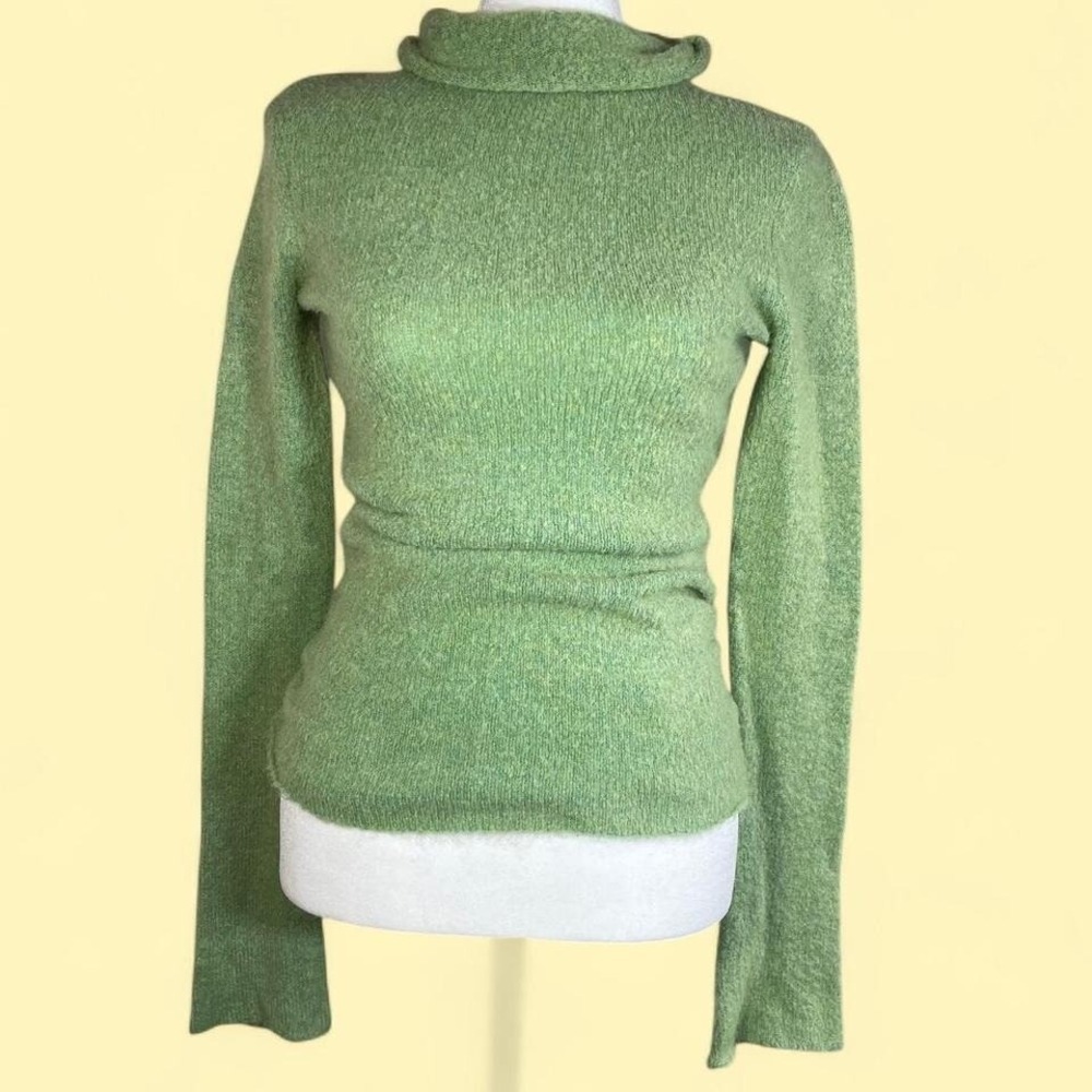 Vintage Y2K‎ Girl Planet Womens Small Green Preppy Turtleneck Glam Long Sleeve